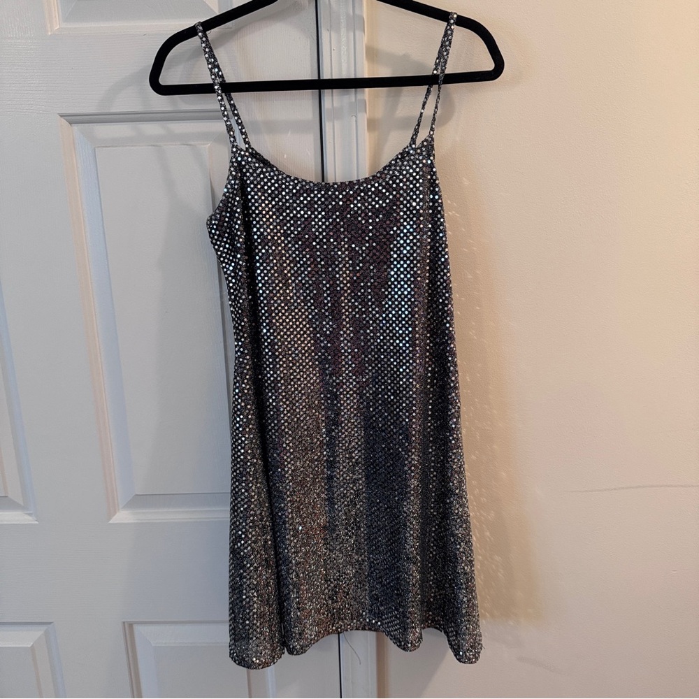 City Triangles Silver Sequin Dress